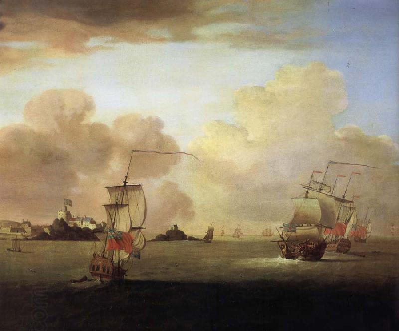Monamy, Peter British men-o-war and a merchantman off Elizabeth Castle,Jersey China oil painting art